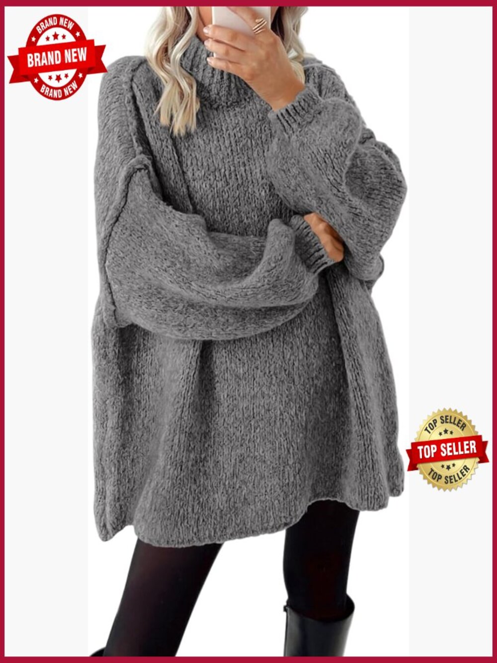 Oversized Cable Knit Mock Neck Pullover Sweater